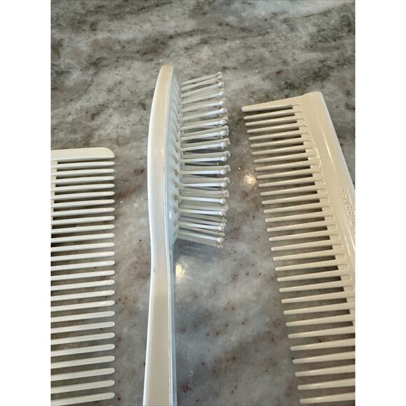 Lot Of 3 Vintage Estee Lauder Small 7" Ball Tipped Hair Brush + 2 Combes White - Picture 2 of 3